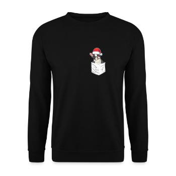 Bag French Bulldog Santa Dog Christmas - Unisex Sweatshirt - black - Front - Alina (178cm) & Michal (187cm)