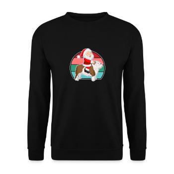 Santa Riding English Bulldog PJ de Noël - Sweat-shirt Unisexe - noir - Devant - Alina (178cm) & Michal (187cm)