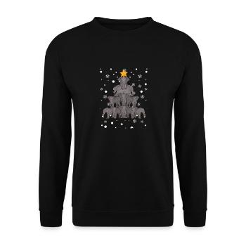 Elephant Christmas Tree Safari Animal Lovers Xmas - Unisex Sweatshirt - black - Front - Alina (178cm) & Michal (187cm)