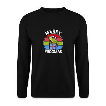 Frog Christmas Pajamas Santa Claus Cap - Unisex Sweatshirt - black - Front - Alina (178cm) & Michal (187cm)