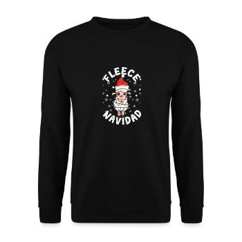 Fleece Feliz Navidad Alpaka Llama Frohe Weihnacht - Unisex Pullover - Schwarz - Vorne - Alina (178cm) & Michal (187cm)