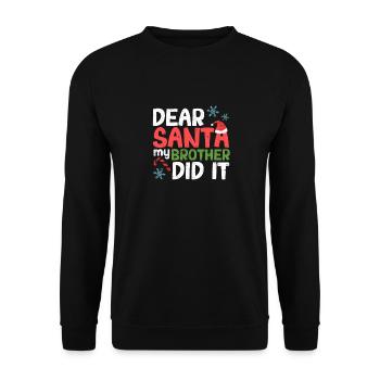 Lieber Weihnachtsmann Mein Bruder hat es getan - Unisex Pullover - Schwarz - Vorne - Alina (178cm) & Michal (187cm)