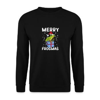 Merry Frogma's Christmas pajamas Santa Claus hat - Unisex Sweatshirt - black - Front - Alina (178cm) & Michal (187cm)