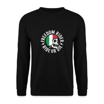 Italien Biker Freedom Rider mit Totenkopf - Unisex Pullover - Schwarz - Vorne - Alina (178cm) & Michal (187cm)
