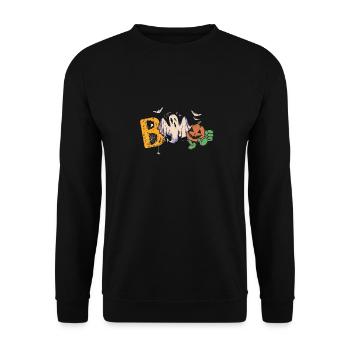 Boo Halloween Bat Pumpkin Ghost and Spiders - Unisex Sweatshirt - black - Front - Alina (178cm) & Michal (187cm)