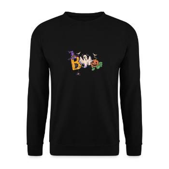Boo Halloween Bat Pumpkin Ghost and Spiders - Unisex Sweatshirt - black - Front - Alina (178cm) & Michal (187cm)