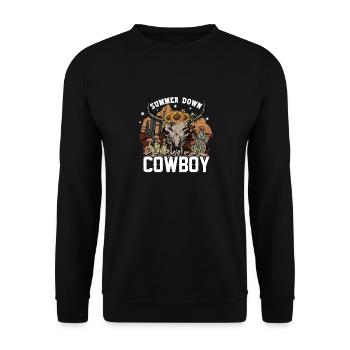 Western Rodeo Kuhkopf Blumen Cowboy Cow Girl USA - Unisex Pullover - Schwarz - Vorne - Alina (178cm) & Michal (187cm)