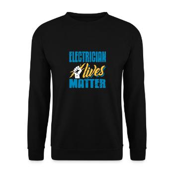 Electrician Lives Matter Cool Retro T-Shirt - Unisex Sweatshirt - black - Front - Alina (178cm) & Michal (187cm)