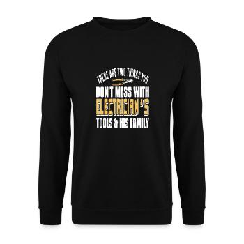 Don't Mess With Electrician's Tools & His Family - Unisex Sweatshirt - black - Front - Alina (178cm) & Michal (187cm)