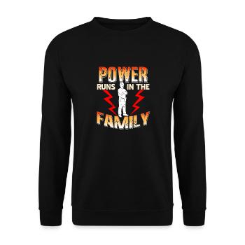 Power Runs In The Family Cool Funny Electrician - Unisex Pullover - Schwarz - Vorne - Alina (178cm) & Michal (187cm)