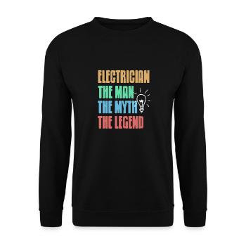 ELECTRICIAN The MAN The Myth The Legend Cool Retro - Unisex Sweatshirt - black - Front - Alina (178cm) & Michal (187cm)