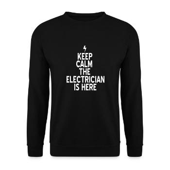 Keep Calm The Electrician Is Here Funny T-Shirt - Unisex Sweatshirt - black - Front - Alina (178cm) & Michal (187cm)