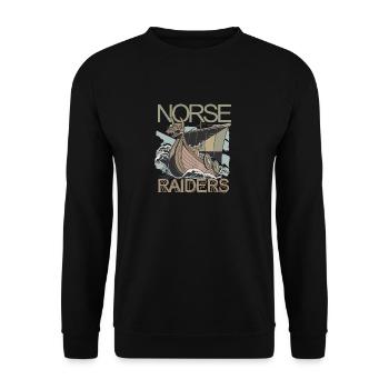 Norse Raiders Nordische Räuber Wikinger Norwegen - Unisex Pullover - Schwarz - Vorne - Alina (178cm) & Michal (187cm)