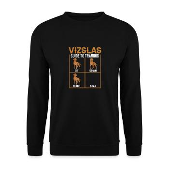 Vizslas Leitfaden zur Ausbildung Ungarischer Vizsl - Unisex Pullover - Schwarz - Vorne - Alina (178cm) & Michal (187cm)