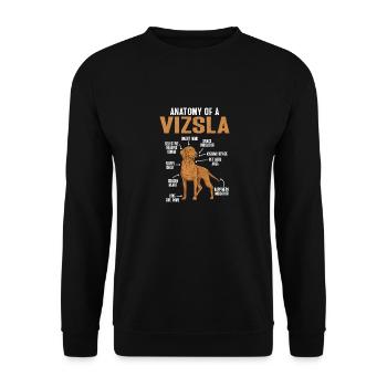 Vizsla Anatomie eines Vizsla, Ungarischer Vizsla - Unisex Pullover - Schwarz - Vorne - Alina (178cm) & Michal (187cm)
