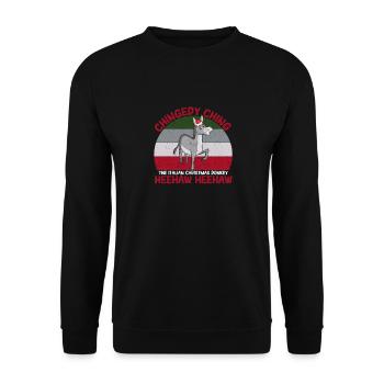 Chingedy Ching Der italienische Weihnachtsesel - Unisex Pullover - Schwarz - Vorne - Alina (178cm) & Michal (187cm)