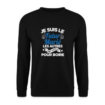 Cadeau de célibataire pour un futur marié - Sweat-shirt Unisexe - noir - Devant - Alina (178cm) & Michal (187cm)