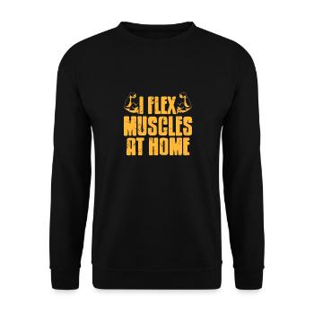 I Flex Muscles At Home Cool Retro Fitness Trainer - Unisex Pullover - Schwarz - Vorne - Alina (178cm) & Michal (187cm)