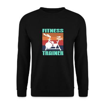 Retro Vintage FITNESS Trainer Awesome T-Shirt - Unisex Pullover - Schwarz - Vorne - Alina (178cm) & Michal (187cm)