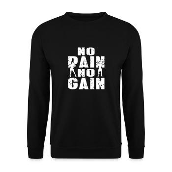 No Pain No Gain Awesome Retro Fitness Trainer - Unisex Sweatshirt - black - Front - Alina (178cm) & Michal (187cm)
