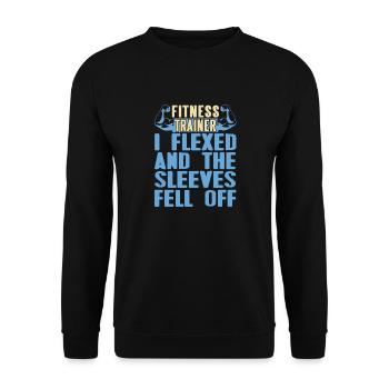 Flexed & The Sleeves Fell Off Funny Fitness - Unisex Pullover - Schwarz - Vorne - Alina (178cm) & Michal (187cm)