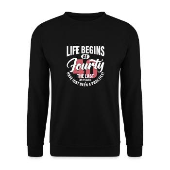 life begins at 40 - Unisex Sweatshirt - black - Front - Alina (178cm) & Michal (187cm)