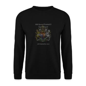HM Queen Elizabeth ll State Funeral Commemorative - Unisex Sweatshirt - black - Front - Alina (178cm) & Michal (187cm)