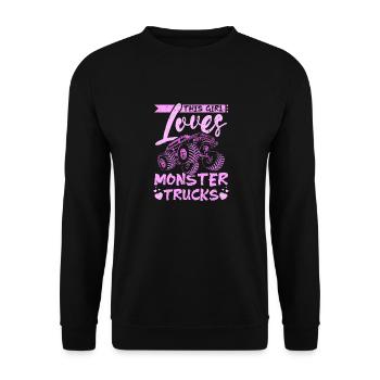 This girl loves Monster trucks - Unisex Sweatshirt - black - Front - Alina (178cm) & Michal (187cm)