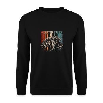 Retro Vintage Monster trucks - Unisex Sweatshirt - black - Front - Alina (178cm) & Michal (187cm)