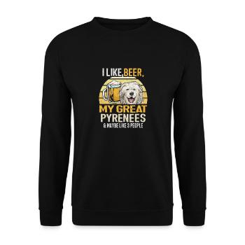 Great Pyrenees Dog I like beer My Great Pyrene - Unisex Sweatshirt - black - Front - Alina (178cm) & Michal (187cm)