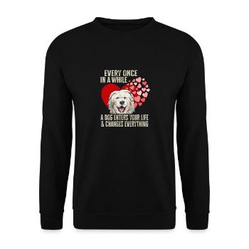 Large Pyrenean Dog Pyrenees - Unisex Sweatshirt - black - Front - Alina (178cm) & Michal (187cm)