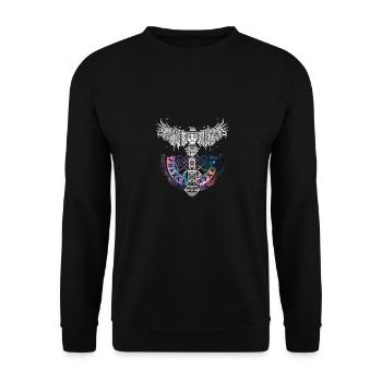 Thor Hammer Raven Mjölnir Rune Viking Galaxy - Unisex Sweatshirt - black - Front - Alina (178cm) & Michal (187cm)