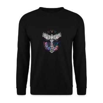 Thor Hammer Raven Mjölnir Rune Viking Galaxy - Unisex Sweatshirt - black - Front - Alina (178cm) & Michal (187cm)