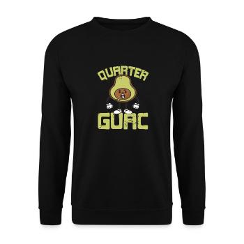 Retro Vintage Quarter GUAC Cute Funny Guac Avocado - Unisex Pullover - Schwarz - Vorne - Alina (178cm) & Michal (187cm)