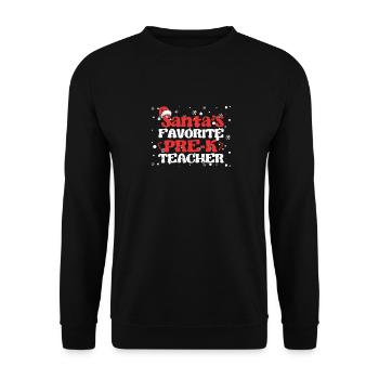 Santa's Favorite Pre-K Teacher Weihnachten - Unisex Pullover - Schwarz - Vorne - Alina (178cm) & Michal (187cm)