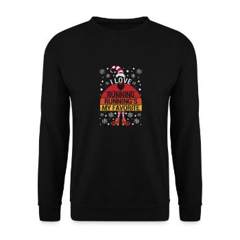 Christmas Runner Xmas I love running Running - Unisex Sweatshirt - black - Front - Alina (178cm) & Michal (187cm)