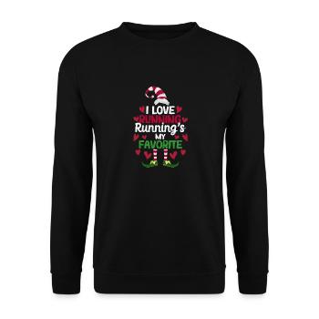 I love running Running is my favorite - Unisex Sweatshirt - black - Front - Alina (178cm) & Michal (187cm)