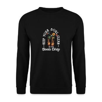 Hiking Hiking Boots Soul clean Boots dirty - Unisex Sweatshirt - black - Front - Alina (178cm) & Michal (187cm)