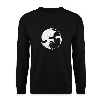 Yin Yang Katzen Design - Unisex Pullover - Schwarz - Vorne - Alina (178cm) & Michal (187cm)