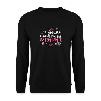 Stolze frischgebackene Patentante Patenkind - Unisex Pullover - Schwarz - Vorne - Alina (178cm) & Michal (187cm)
