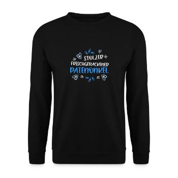 Stolzer frischgebackener Patenonkel Patenkind - Unisex Pullover - Schwarz - Vorne - Alina (178cm) & Michal (187cm)