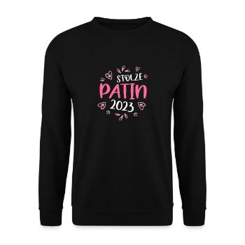 Stolze frischgebackene Patentante Patenkind - Unisex Pullover - Schwarz - Vorne - Alina (178cm) & Michal (187cm)