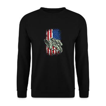 Usa american flag flooring installer 4th of july - Unisex Pullover - Schwarz - Vorne - Alina (178cm) & Michal (187cm)