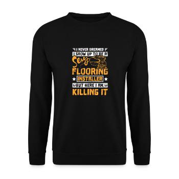 Sexy flooring installer - Unisex Pullover - Schwarz - Vorne - Alina (178cm) & Michal (187cm)