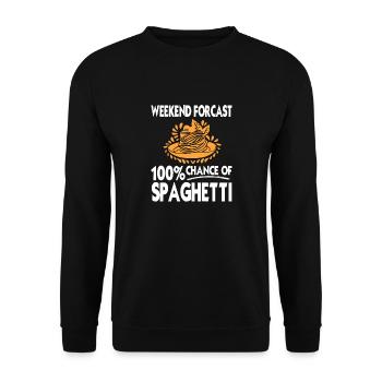 Prévisions du week-end 100% de chances de spaghettis drôles - Sweat-shirt Unisexe - noir - Devant - Alina (178cm) & Michal (187cm)