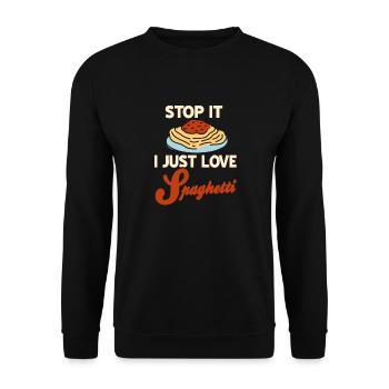 Stop It I Just Love Spaghetti Retro Funny Spag - Unisex Sweatshirt - black - Front - Alina (178cm) & Michal (187cm)