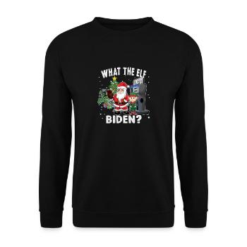 Drôle ce que l’Elf Biden Prix élevés de l’essence Noël - Sweat-shirt Unisexe - noir - Devant - Alina (178cm) & Michal (187cm)