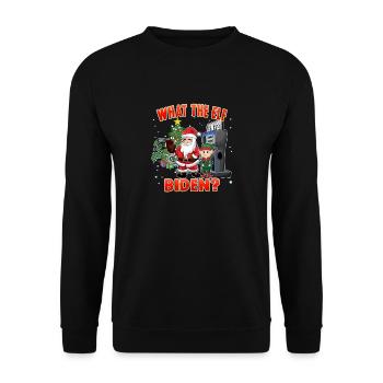 Christmas Humor What the Elf Biden - Unisex Sweatshirt - black - Front - Alina (178cm) & Michal (187cm)