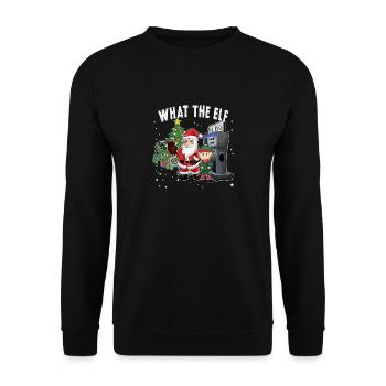 Drôle de prix élevés de l’essence Noël, ce que l’elfe - Sweat-shirt Unisexe - noir - Devant - Alina (178cm) & Michal (187cm)