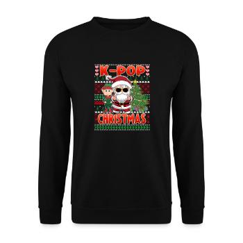 K-Pop Christmas Cool Santa Heart Gesture - Unisex Sweatshirt - black - Front - Alina (178cm) & Michal (187cm)